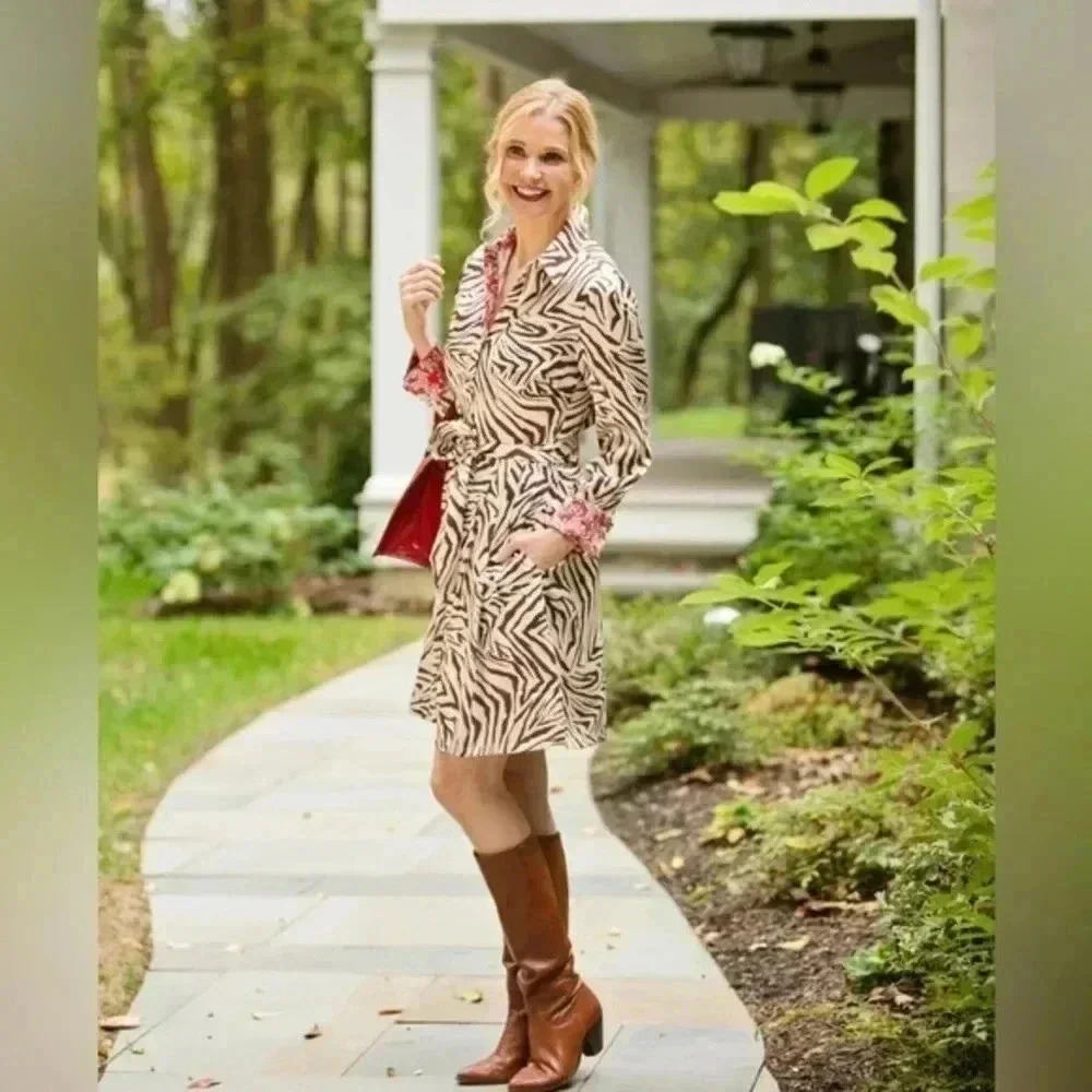 JB by Julie Brown Brown and Cream Long Sleeve Sundress